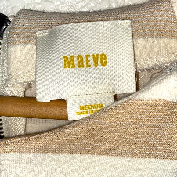 Anthro Maeve Metallic Shimmer Stripe Ruffle Bell Sleeve Blouse Top - Picture 7 of 9